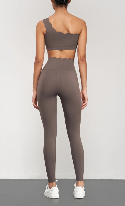 Helena Scallop One Shoulder Sports Bra & Legging Set