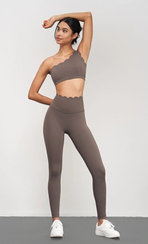 Helena Scallop One Shoulder Sports Bra & Legging Set