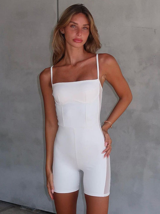 Perfee Square Neck Spaghetti Strap Romper