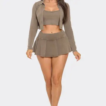 Inside Tank Top Jacket and Skort 3 Pieces Set