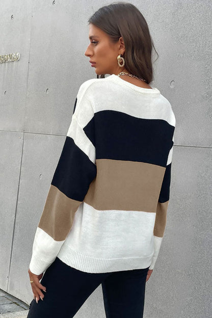 Perfee Longing For Fall Color Block Sweater