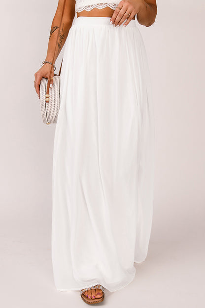 Elastic Waistband Split Maxi Skirt